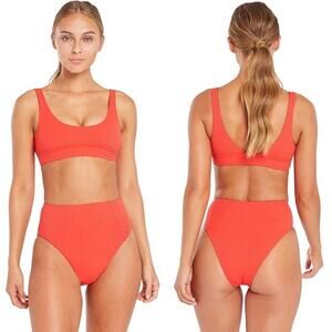 Vitamin A NWT Sienna EcoRib Bikini Top in Scarlet Red Resort Wear Vacation Beach